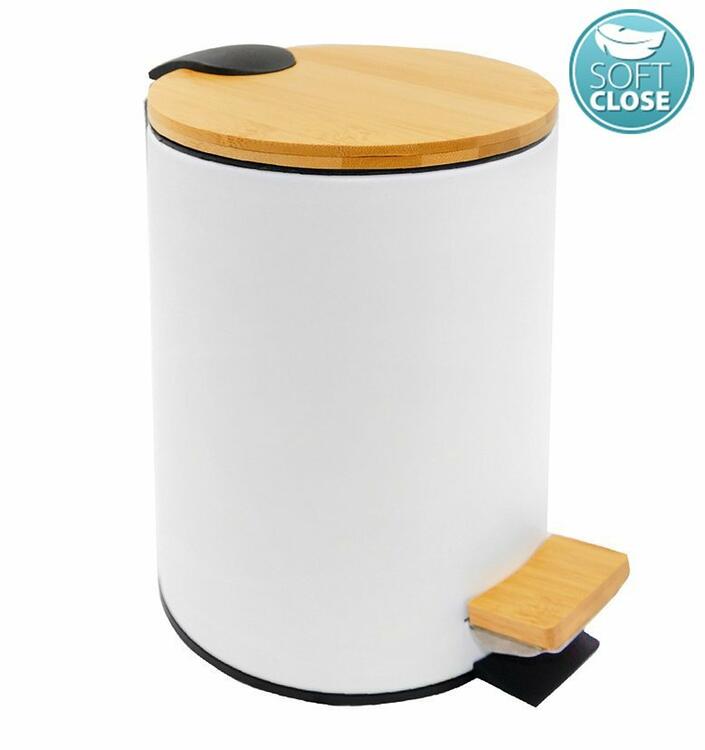 BAMBUS odpadkový koš kulatý 5l, Soft Close, bílá mat