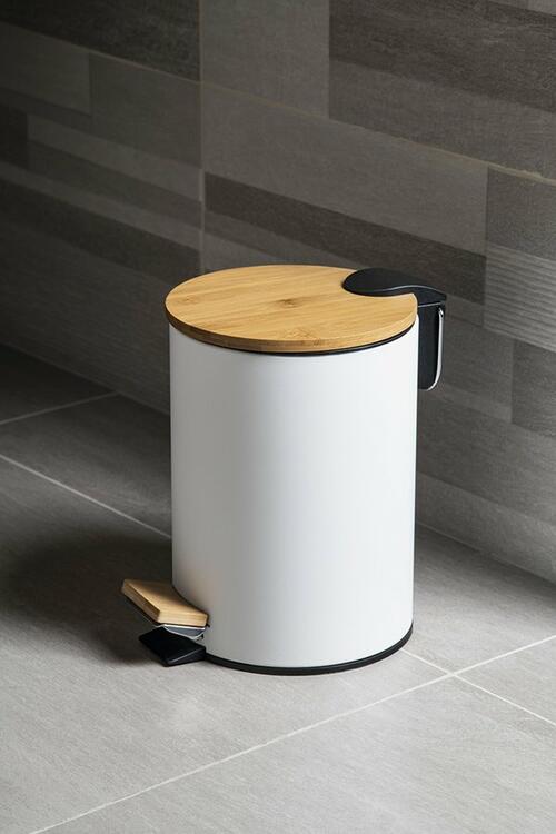 BAMBUS odpadkový koš kulatý 5l, Soft Close, bílá mat