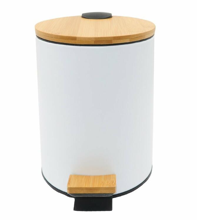 BAMBUS odpadkový koš kulatý 5l, Soft Close, bílá mat