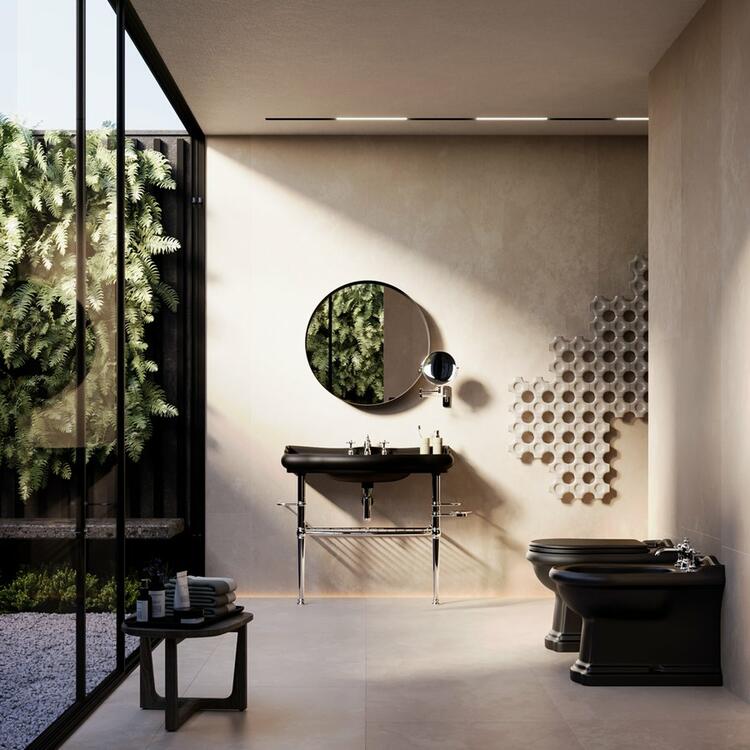 RETRO WC mísa stojící, 39x61cm, spodní/zadní odpad, černá mat
