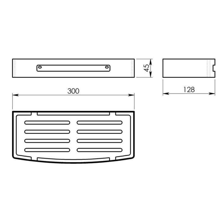 SMART polička do sprchy, 300x45x128mm, černá mat
