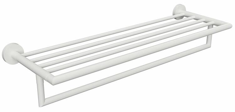 X-ROUND WHITE polička na ručníky s hrazdou 500mm, bílá mat