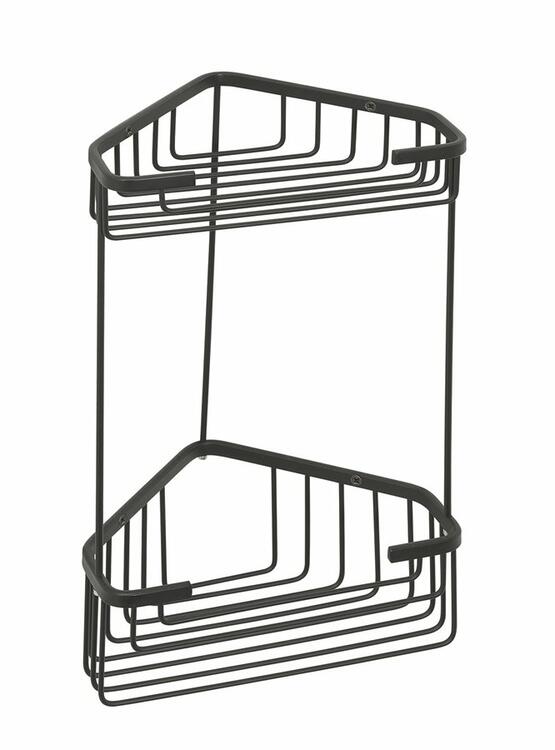 SMART dvoupatrová rohová police 175x325x175mm, černá mat