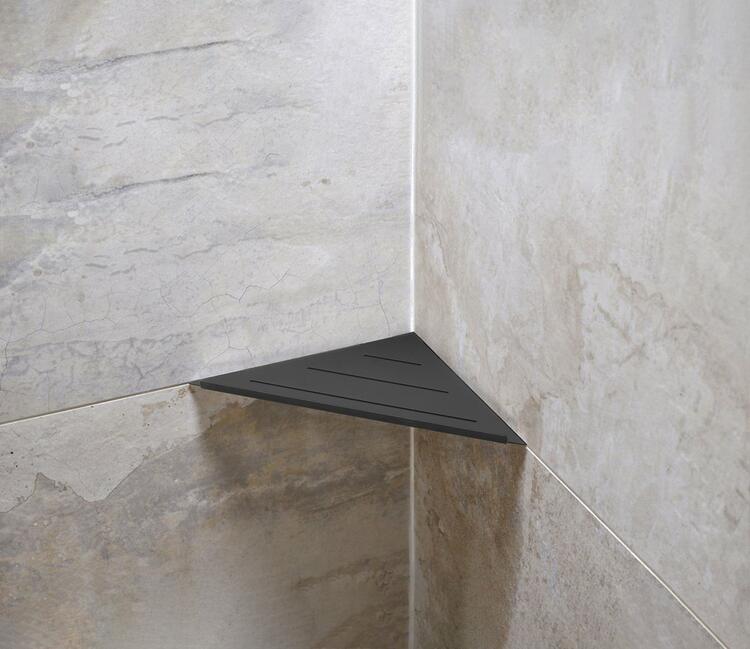 SMART rohová polička do spár 210x15x210mm, černá mat