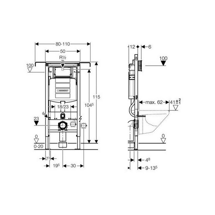 Podomítková nádržka k WC 12 cm – Geberit Duofix Sigma 111.355.00.5