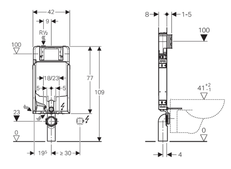 GEBERIT KOMBIFIX podomítková nádržka pro zazdění Sigma 8cm, v. 109cm