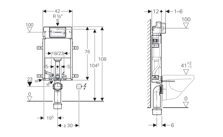 Podomítková nádržka k WC 12 cm – Geberit Kombifix Basic 110.100.00.1