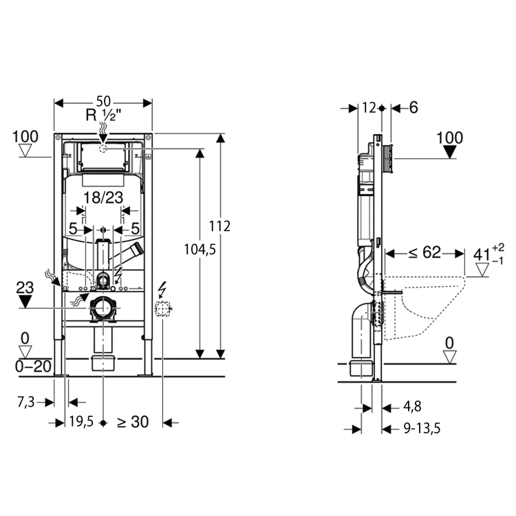 Podomítková nádržka k WC 12 cm – Geberit Duofix Sigma 111.364.00.5
