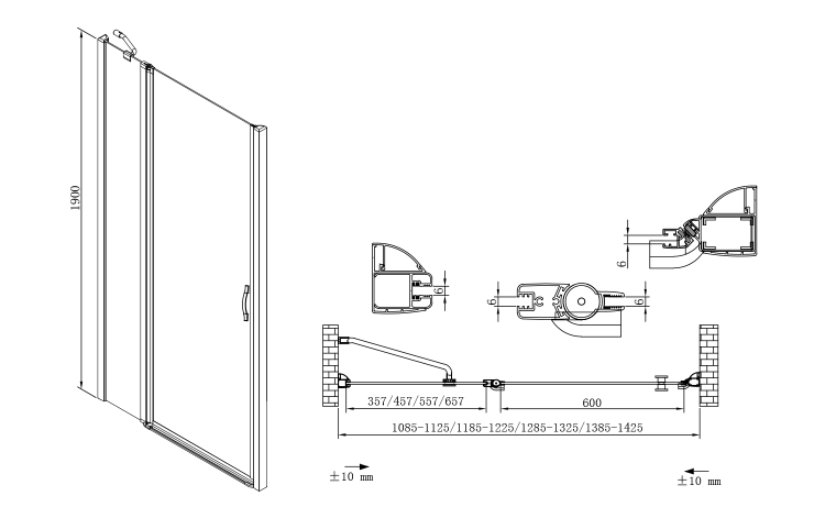 ONE sprchové dveře do niky 1200 mm, čiré sklo