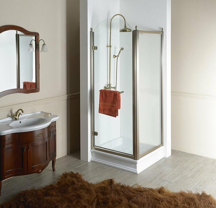 ANTIQUE sprchové dveře otočné, 900mm, levé, ČIRÉ sklo, bronz