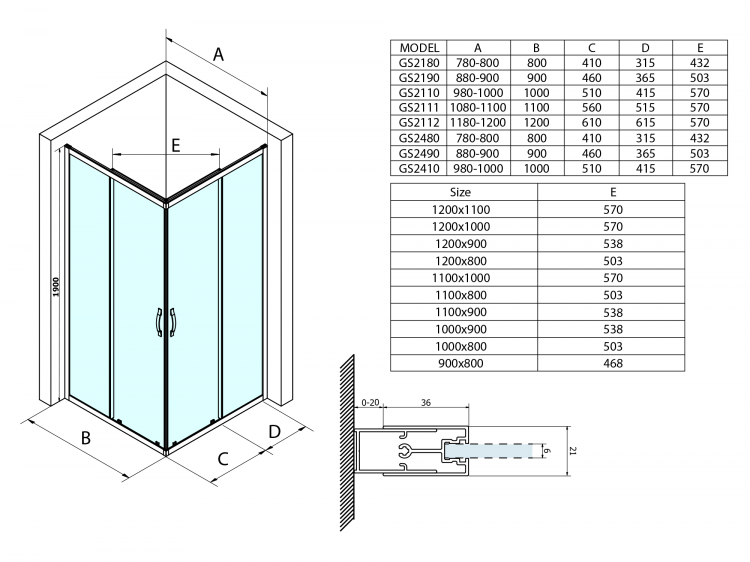SIGMA SIMPLY sprchové dveře posuvné pro rohový vstup 900 mm, čiré sklo