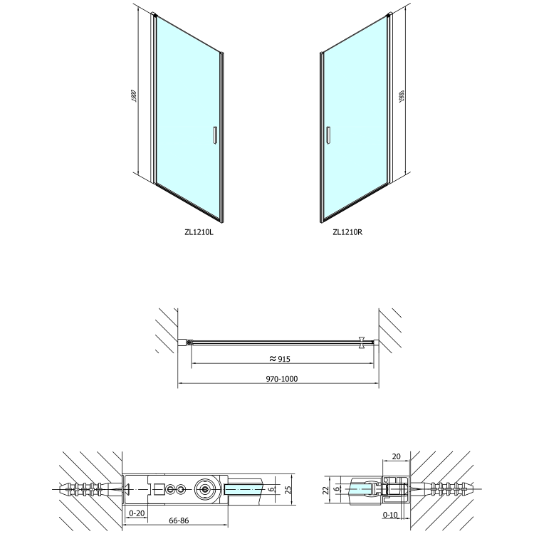 Sprchové dveře 100 cm chrom/transparent – Polysan Zoom ZL1210