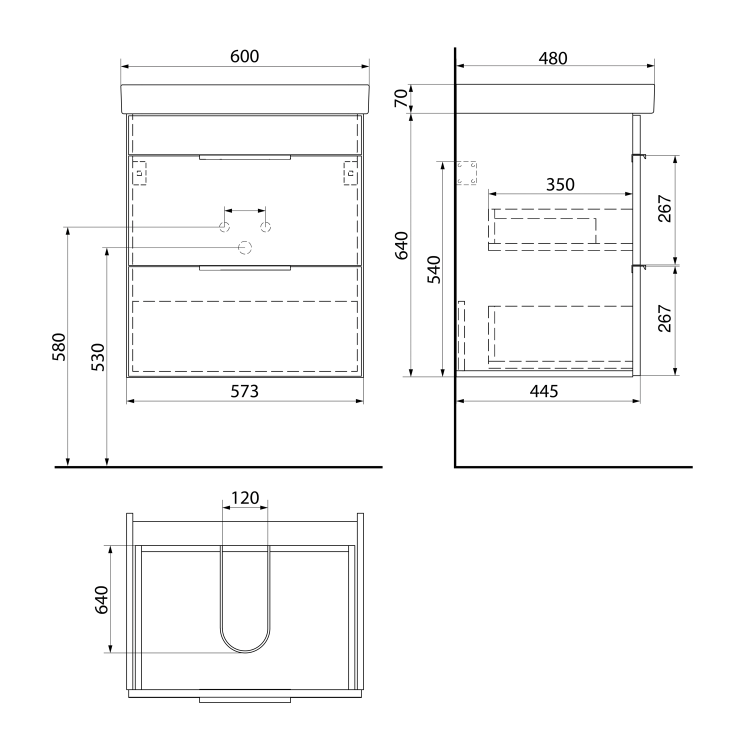 Skříňka s keramickým umyvadlem bílá - Bruckner NERON 500.117.0