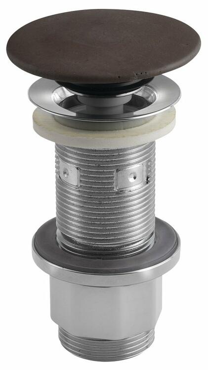 Umyvadlová výpust 5/4“, click-clack, betonová zátka, 10-80mm, tmavě hnědá mat