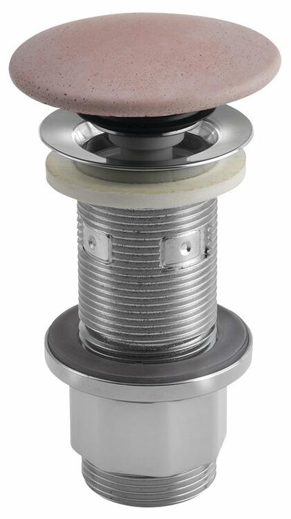 Umyvadlová výpust 5/4“, click-clack, betonová zátka, 10-80mm, růžová mat