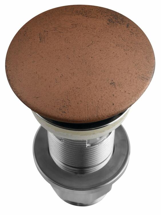 Umyvadlová výpust 5/4“, click-clack, betonová zátka, 10-80mm, měď mat