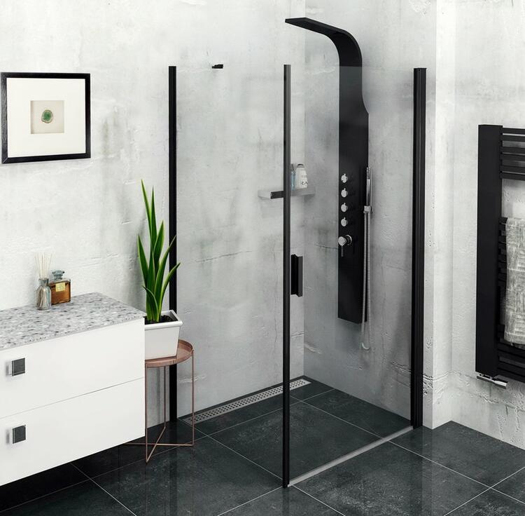 Sprchová stěna 80 cm černá/transparent – Polysan Zoom black ZL3280B
