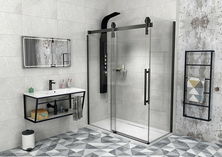 Sprchová stěna 90 cm černá mat/transparent – Gelco Volcano black GV3490