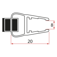 Set magnetických těsnění pro sklo 8mm a 3M pro nalepení , 2000mm (2ks) | Více - 