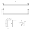 KUBE X/NORM čelní držák ručníků 70cm, chrom