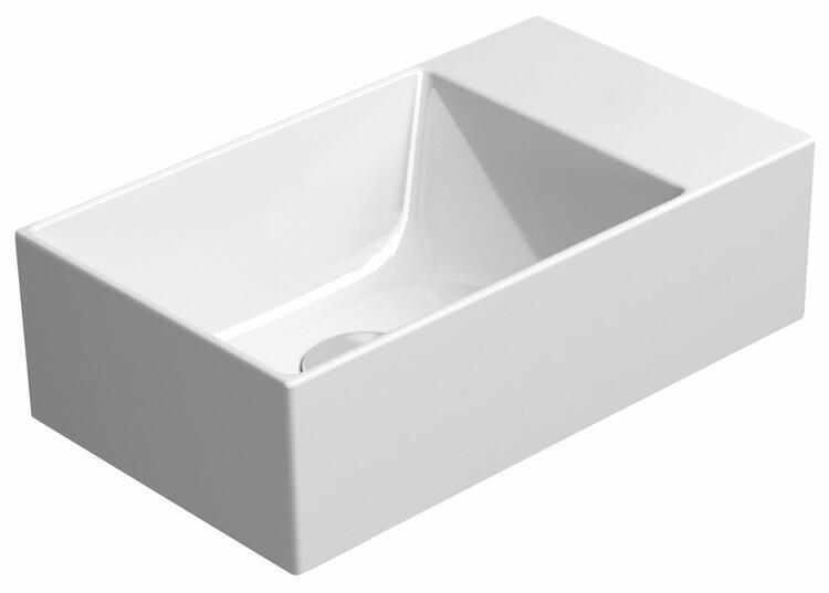 KUBE X keramické umývátko 40x23cm, broušená spodní hrana, bez otvoru, pravé/levé, bílá mat