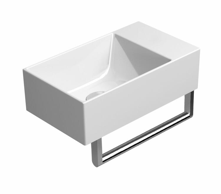 KUBE X keramické umývátko 40x23cm, broušená spodní hrana, bez otvoru, pravé/levé, bílá mat