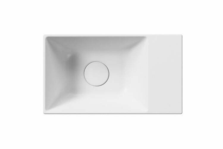 KUBE X keramické umývátko 40x23cm, broušená spodní hrana, bez otvoru, pravé/levé, bílá mat