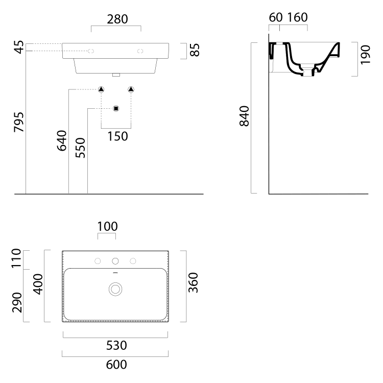 Keramické umyvadlo 60×40 cm bílá – GSI NUBES 96839011