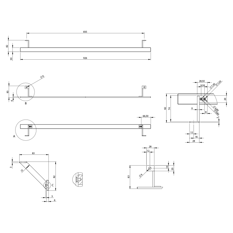 Čelní držák ručníků 102 cm chrom – GSI Pura PAPRD102