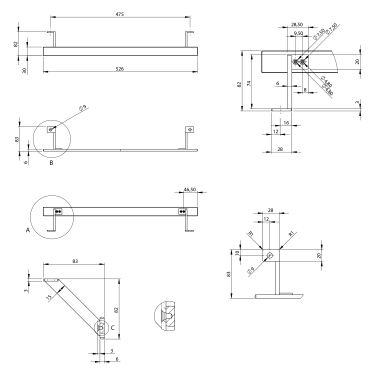 Čelní držák ručníků 62 cm chrom – GSI Pura PAPRD62
