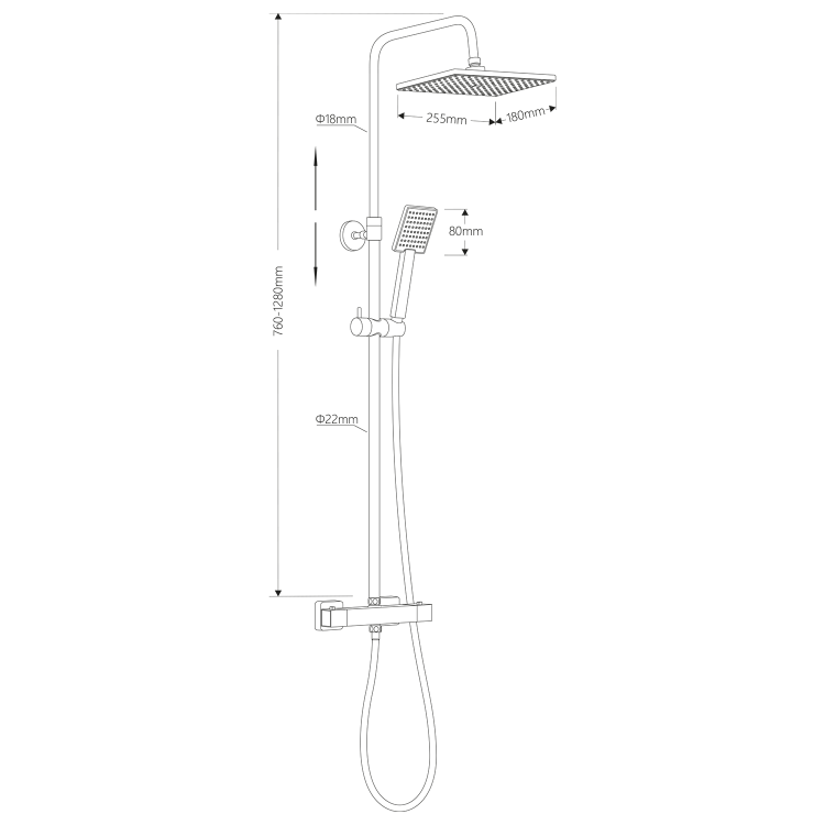 Sprchový sloup s termostatickou baterií chrom – Aqualine Talia SL440