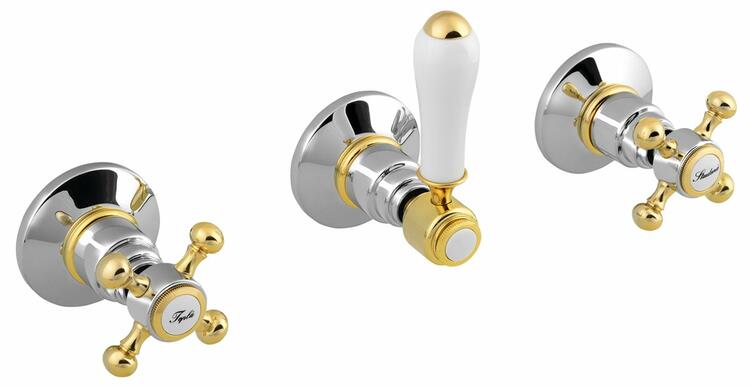 Sprchová podomítková baterie se 2 výstupy chrom/zlato – Sapho ANTEA SET305-102