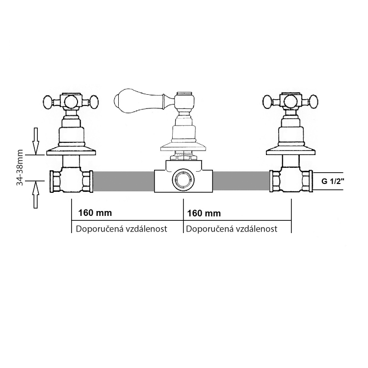 Sprchová podomítková baterie se 2 výstupy růžové zlato – Sapho ANTEA SET305-107