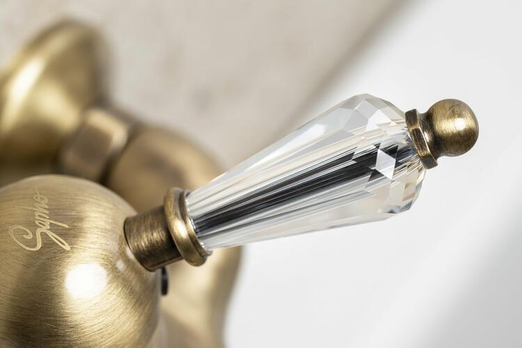 KIRKÉ CRYSTAL nástěnná vanová baterie, páčka krystal, bronz