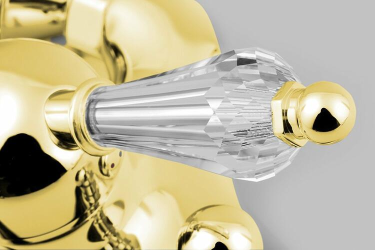 Vanová nástěnná páková baterie zlato/krystal – Sapho KIRKÉ CRYSTAL KI10KZ