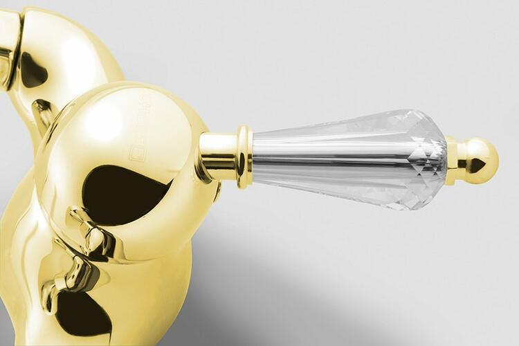 Sprchová nástěnná páková baterie zlato/krystal – Sapho KIRKÉ CRYSTAL KI11KZ