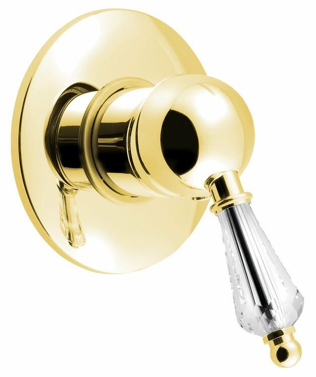 Sprchová podomítková páková baterie zlato/krystal – Sapho KIRKÉ CRYSTAL KI41KZ