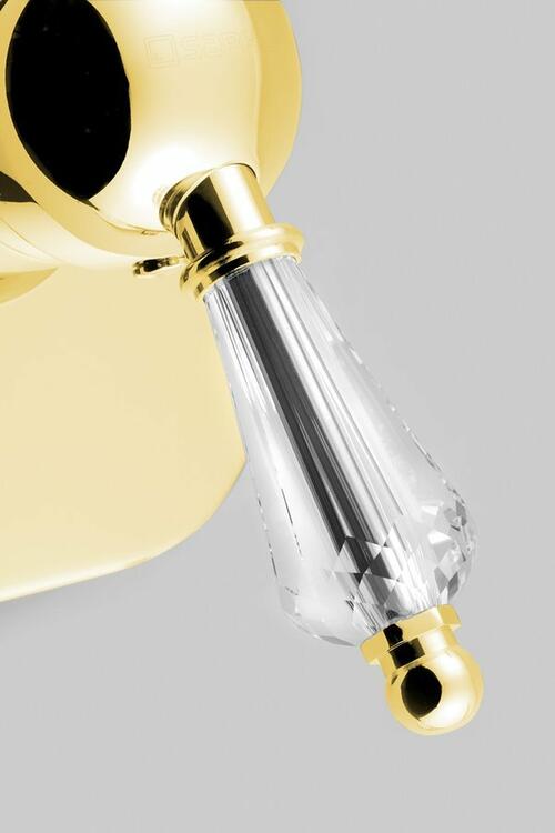KIRKÉ CRYSTAL podomítková sprchová baterie, 2 výstupy, páčka krystal, zlato