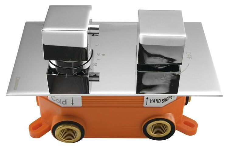 Podomítková sprchová termostatická baterie, box, 2 výstupy, chrom