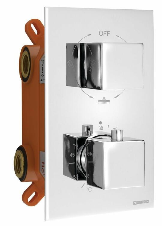 Podomítková sprchová termostatická baterie, box, 3 výstupy, chrom