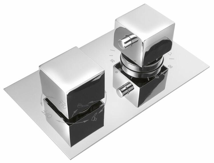 Podomítková sprchová termostatická baterie, box, 3 výstupy, chrom