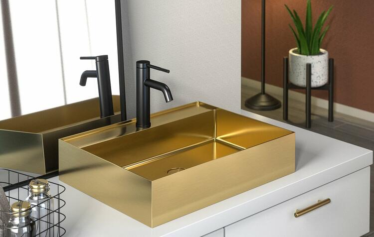 Nerezové umyvadlo 55 cm zlato mat – Sapho Aurum AU202