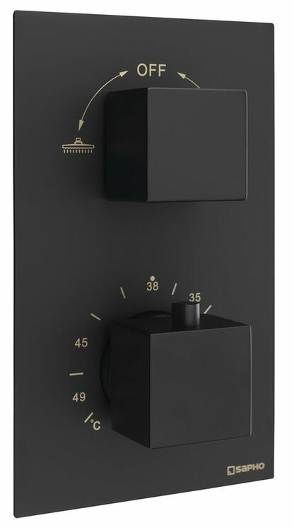 Podomítková sprchová termostatická baterie, box, 2 výstupy, černá mat