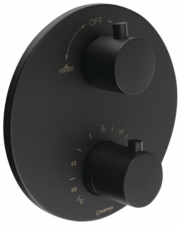 Podomítková sprchová termostatická baterie, box, 2 výstupy, černá mat