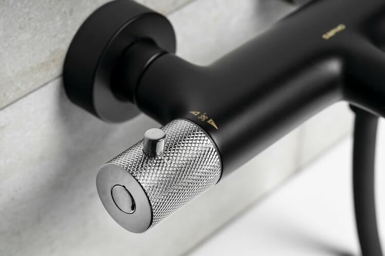 SOLARIS nástěnná vanová termostatická baterie, černá mat/chrom