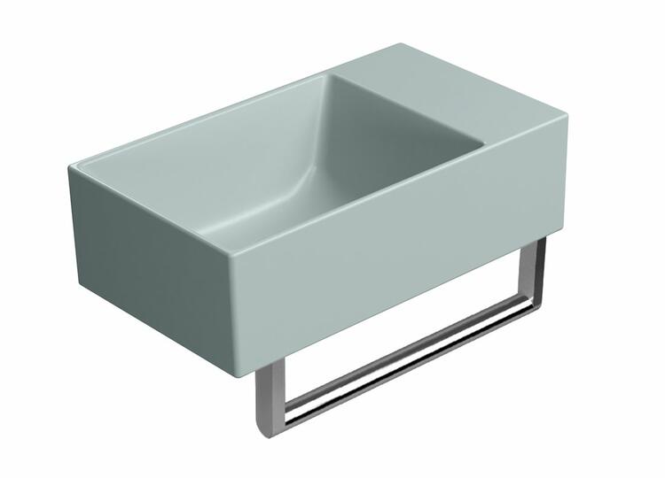KUBE X keramické umývátko 40x23cm, bez otvoru, pravé/levé, ghiaccio mat