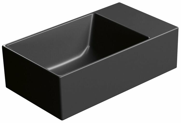 KUBE X keramické umývátko 40x23cm, bez otvoru, pravé/levé, černá mat