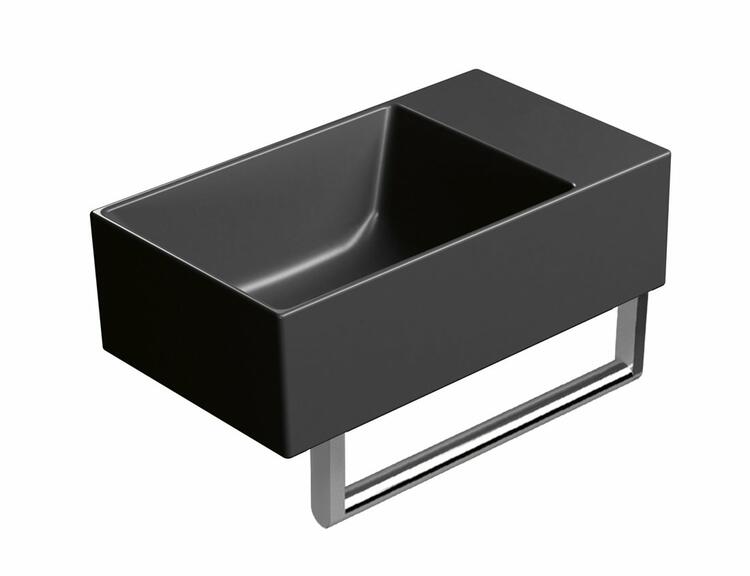 KUBE X keramické umývátko 40x23cm, bez otvoru, pravé/levé, černá mat