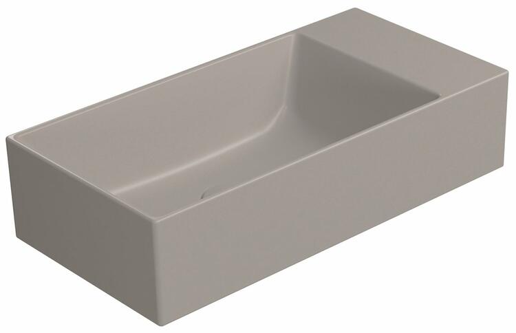 KUBE X keramické umývátko 50x25cm, bez otvoru, pravé/levé, tortora mat