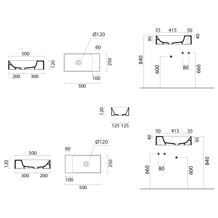 Keramické umyvadlo 50x25 bílá - GSI Kube X Color 9486009